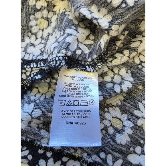 LOFT Outlet Womens XL Black Daisy Floral Cotton 3/4 Sleeve Top SP24 794543 - Picture 4 of 8